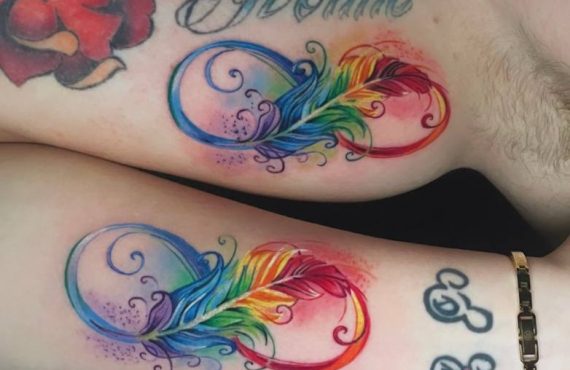 Feather couple tattoo